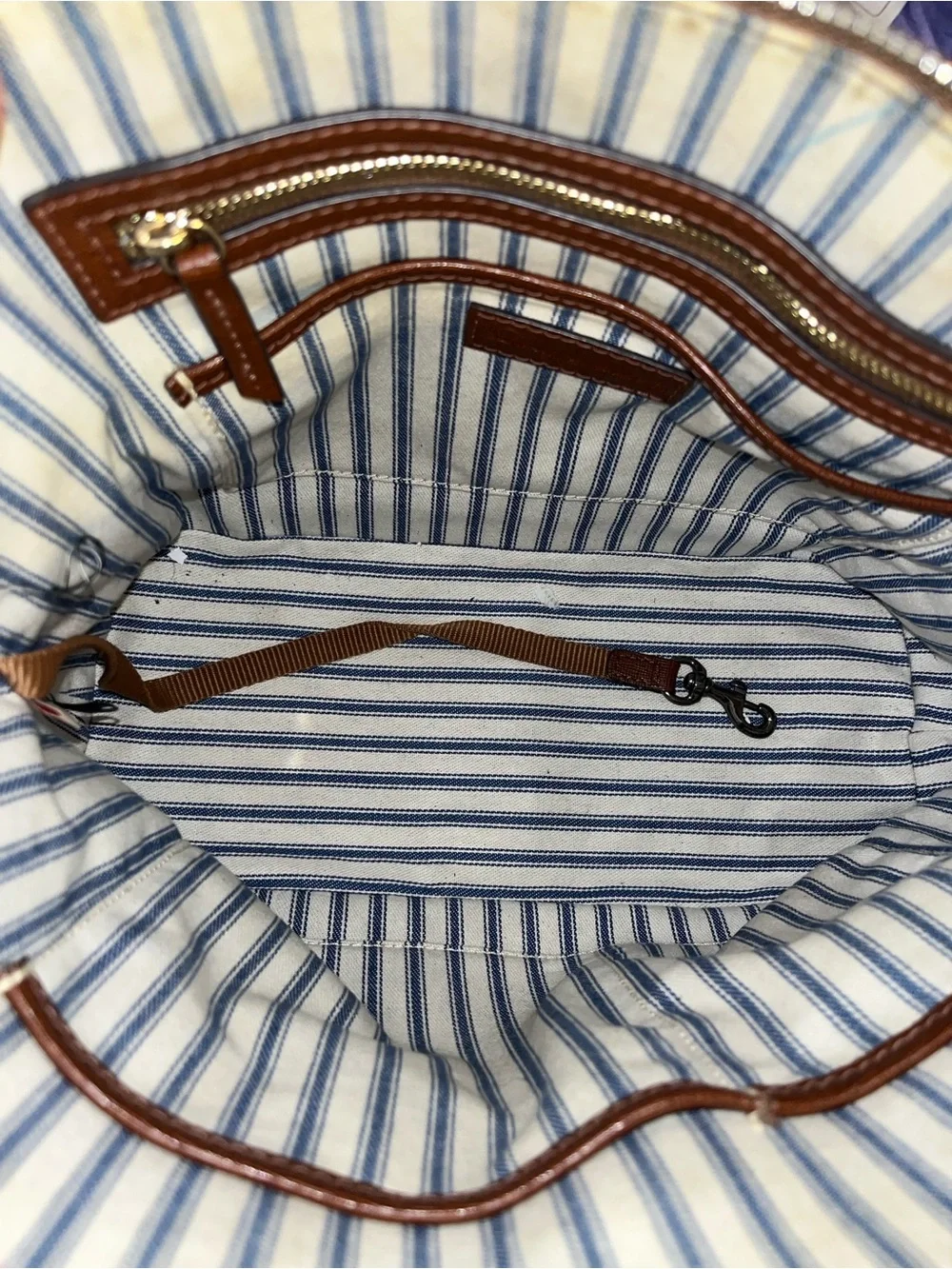 DOONEY & BOURKE SAFFIANO ZIP DOME SATCHEL IN LIGHT BROWN IALIAN LEATHER